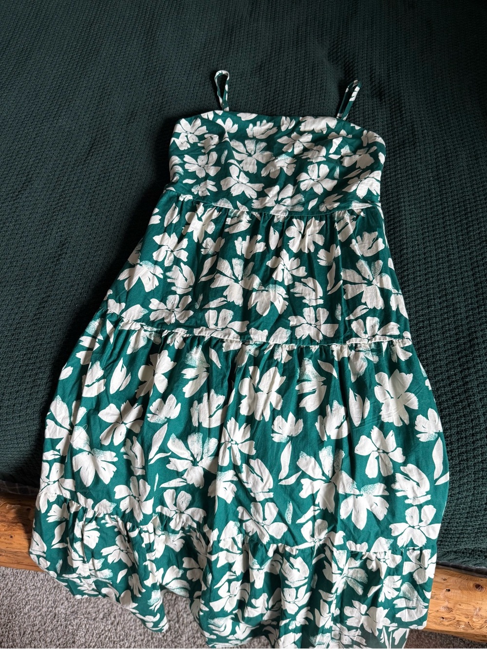 Green and White Floral Tiered Sundress
